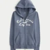 Sweat à capuche zippé avec logo graphique et doublure gaufrée Sweat à capuche zippé avec logo graphique et doublure gaufrée