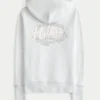 Sweat à capuche zippé avec logo graphique et doublure gaufrée Sweat à capuche zippé avec logo graphique et doublure gaufrée