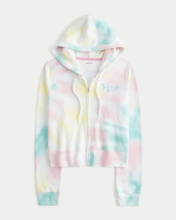 Sweat à capuche zippé avec logo Terry et effet délavé Sweat à capuche zippé avec logo Terry et effet délavé