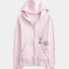 Sweat à capuche zippé avec motif rose Sweat à capuche zippé avec motif rose