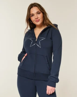 Sweat à capuche zippé avec motif étoile