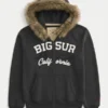 Sweat à capuche zippé Big Sur avec bordure en fausse fourrure Sweat à capuche zippé Big Sur avec bordure en fausse fourrure