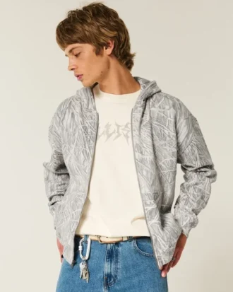 Sweat à capuche zippé Boxy Camo