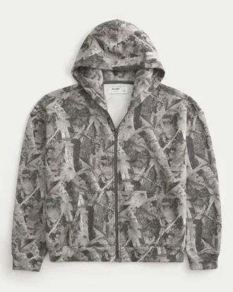 Sweat à capuche zippé Boxy Camo