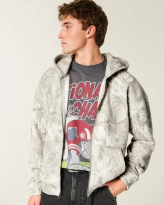 Sweat à capuche zippé Boxy Camo