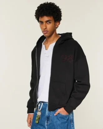 Sweat à capuche zippé Boxy Good Luck Graphic