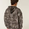 Sweat à capuche zippé camouflage à doublure thermique et coupe carrée Sweat à capuche zippé camouflage à doublure thermique et coupe carrée