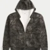 Sweat à capuche zippé camouflage à doublure thermique et coupe carrée Sweat à capuche zippé camouflage à doublure thermique et coupe carrée