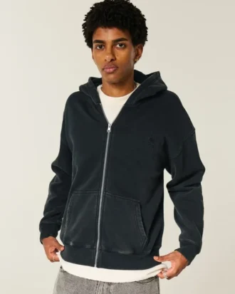 Sweat à capuche zippé carré avec motif araignée