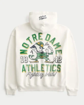 Sweat à capuche zippé carré avec motif Fighting Irish de l&rsquo;université de Notre Dame