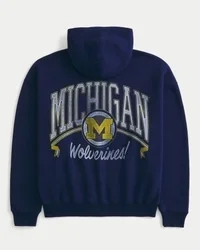 Sweat à capuche zippé carré avec motif graphique Wolverines de l&rsquo;université du Michigan