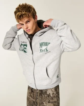 Sweat à capuche zippé carré Michigan State University Spartans Graphic Hoodie