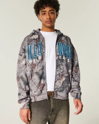 Sweat à capuche zippé carré Villanova Wildcats Graphic Camo