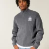 Sweat à capuche zippé décontracté avec imprimé graphique Sweat à capuche zippé décontracté avec imprimé graphique