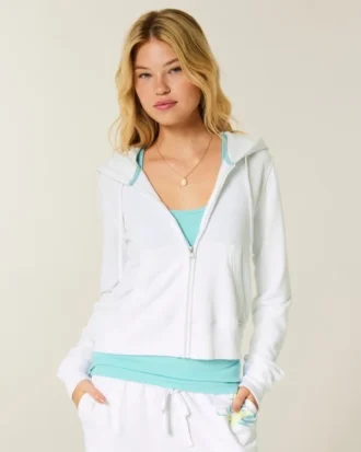 Sweat à capuche zippé en tissu éponge Sweat à capuche zippé en tissu éponge