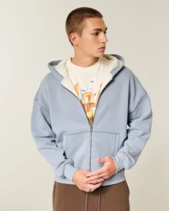 Sweat à capuche zippé et doublé thermique