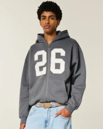 Sweat à capuche zippé et graphique
