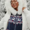 Sweat à capuche zippé Fair Isle avec bordure en fausse fourrure