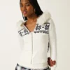 Sweat à capuche zippé Fair Isle avec bordure en fausse fourrure