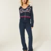 Sweat à capuche zippé Fair Isle avec bordure en fausse fourrure
