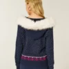 Sweat à capuche zippé Fair Isle avec bordure en fausse fourrure