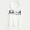 Sweat à capuche zippé Fair Isle avec bordure en fausse fourrure