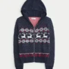 Sweat à capuche zippé Fair Isle avec bordure en fausse fourrure