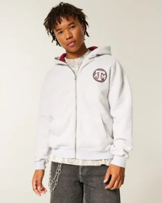 Sweat à capuche zippé graphique Boxy Texas A&M University Aggies