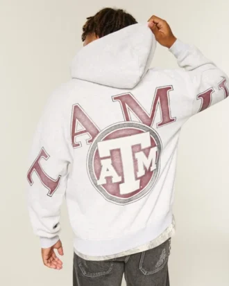 Sweat à capuche zippé graphique Boxy Texas A&M University Aggies