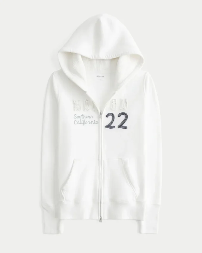 Sweat à capuche zippé Malibu avec doublure gaufrée