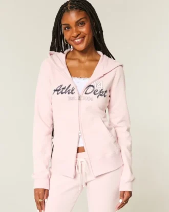 Sweat à capuche zippé slim avec imprimé athlétique
