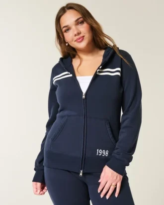 Sweat à capuche zippé Slim Striped 1998 Graphic
