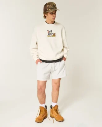 Sweat-shirt ample à cordon et motif Tom et Jerry