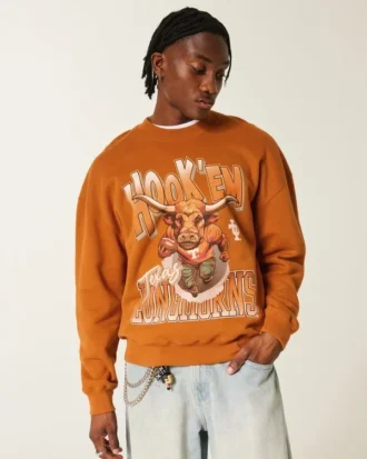 Sweat-shirt à capuche avec imprimé graphique Longhorns de l&rsquo;université du Texas à Austin