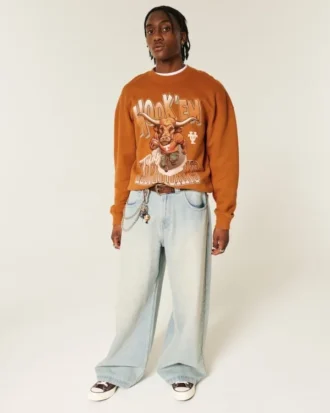 Sweat-shirt à capuche avec imprimé graphique Longhorns de l&rsquo;université du Texas à Austin