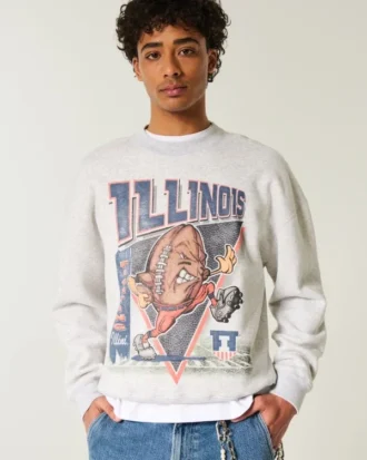 Sweat-shirt à capuche avec motif graphique Fighting Illini de l&rsquo;université de l&rsquo;Illinois