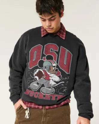 Sweat-shirt à capuche Mickey Mouse Ohio State Buckeyes Graphic Crew