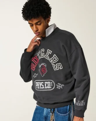 Sweat-shirt carré à motif Rutgers University Scarlet Knights