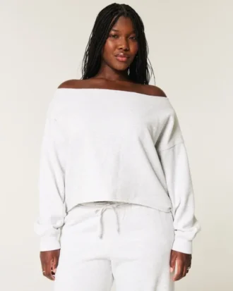Sweat-shirt double à épaules dénudées facile à porter