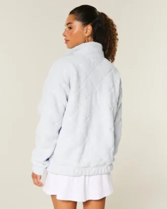 Sweat-shirt à fermeture éclair quart de longueur avec broderie en forme de nœud Gilly Hicks