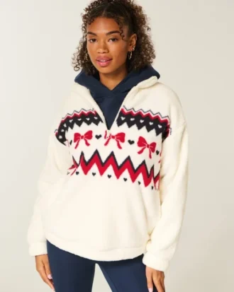 Sweat-shirt à fermeture éclair quart de longueur Gilly Hicks Sherpa