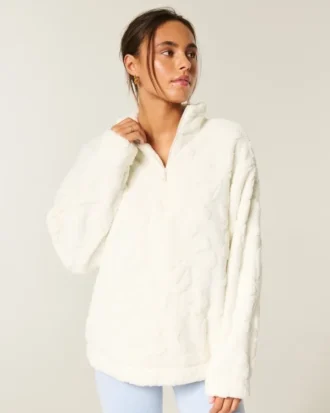Sweat-shirt à fermeture éclair quart de longueur Gilly Hicks Sherpa