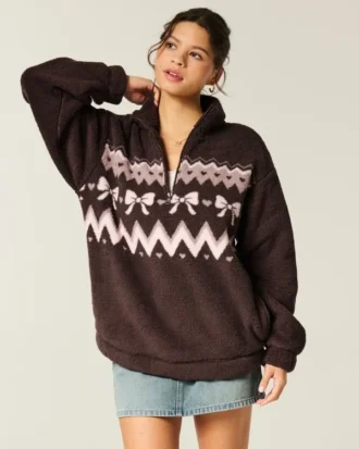 Sweat-shirt à fermeture éclair quart de longueur Gilly Hicks Sherpa