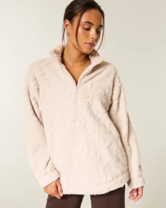 Sweat-shirt à fermeture éclair quart de longueur Gilly Hicks Sherpa