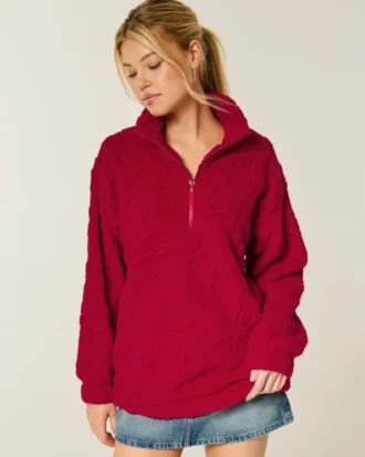 Sweat-shirt à fermeture éclair quart de longueur Gilly Hicks Sherpa