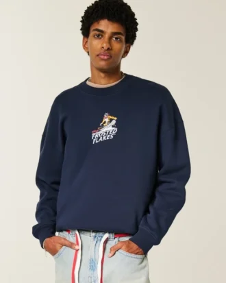 Sweat-shirt graphique à col rond et coupe carrée