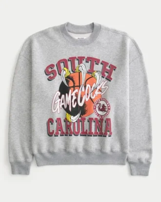 Sweat-shirt graphique à col rond et coupe carrée de l&rsquo;université de Caroline du Sud
