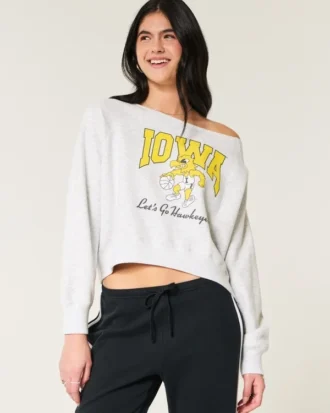 Sweat-shirt graphique Iowa Hawkeyes facile à enfiler, avec épaules dénudées