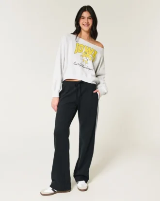 Sweat-shirt graphique Iowa Hawkeyes facile à enfiler, avec épaules dénudées