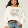 Sweat-shirt graphique Miami à double encolure dégagée facile à porter Sweat-shirt graphique Miami à double encolure dégagée facile à porter